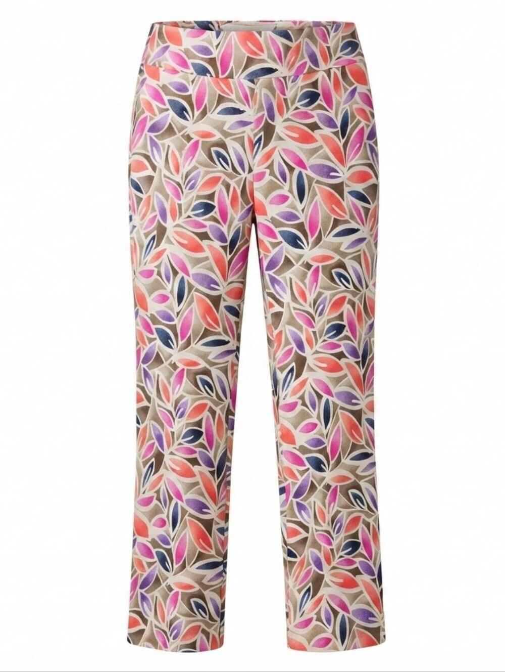 J.McLaughlin Ivy Kick Flare Leaf Print Multi Color Pull On Cropped Pants Sz.6